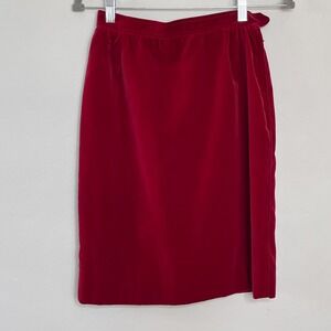Saint Laurent Rive Gauche Vintage Velvet Pencil Skirt Womens‎ XS (FR38) Wine Red